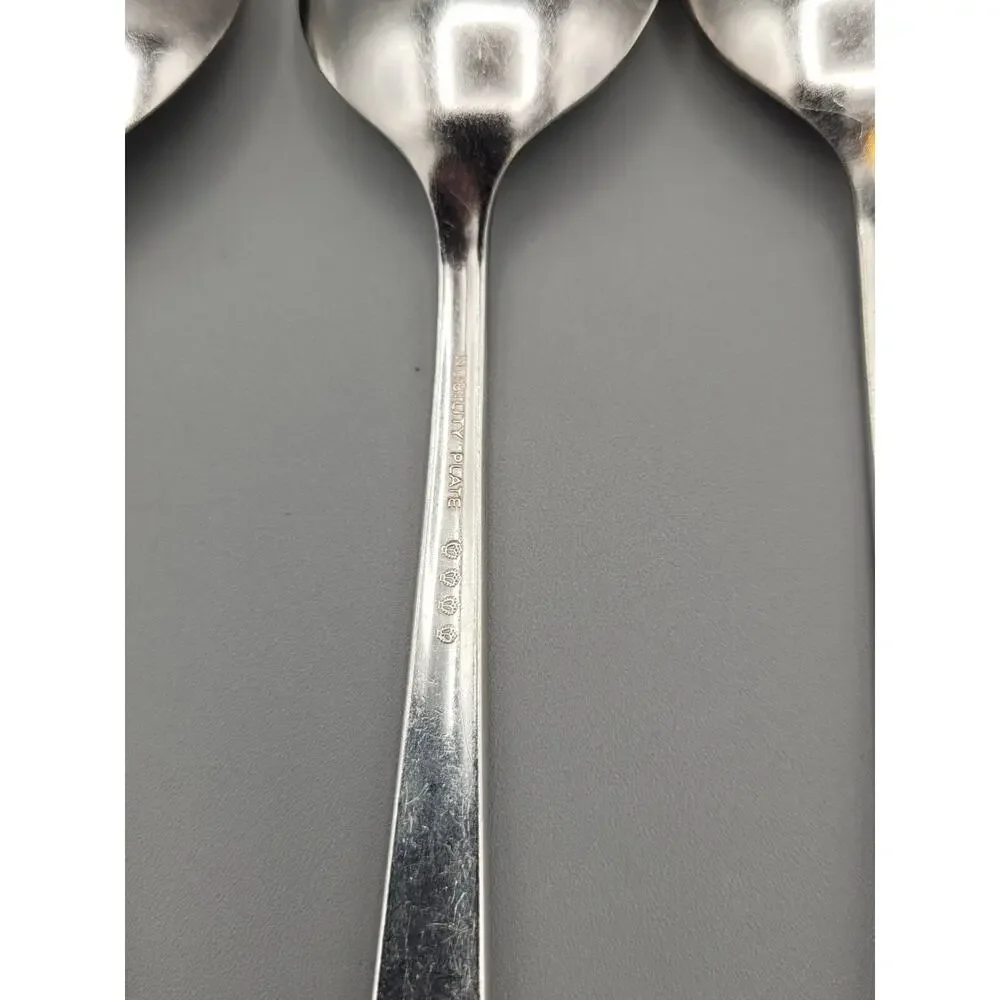 Antique Nobility Plate Caprice Art Deco Soup Spoons Set Of 5